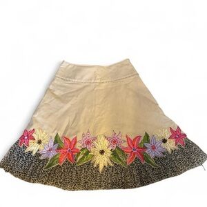 Floral Embroidered Tan Skirt